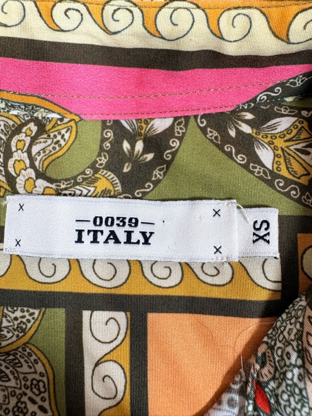 0039 Italy Luxury Paisley Belted Shirt Dress Cotton Designer Patchwork SzXS - Picture 12 of 12